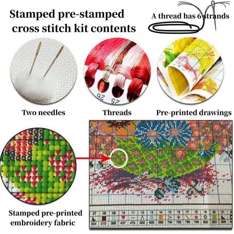 CaptainCrafts Cross Stitch Kits Stamped Cross Sttich Printed Fabric Cross Stitching DIY Art DMC Needlecrafts Embroidery Kit for Adults Beginner (Stamped, Drifting Bottle in The Sea) - Image 3